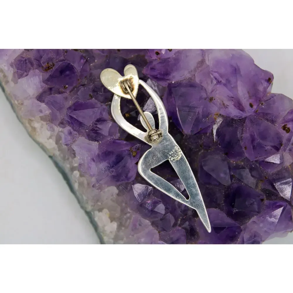 Far Fetched Sterling Silver and Brass Mixed Celebration of Love Brooch